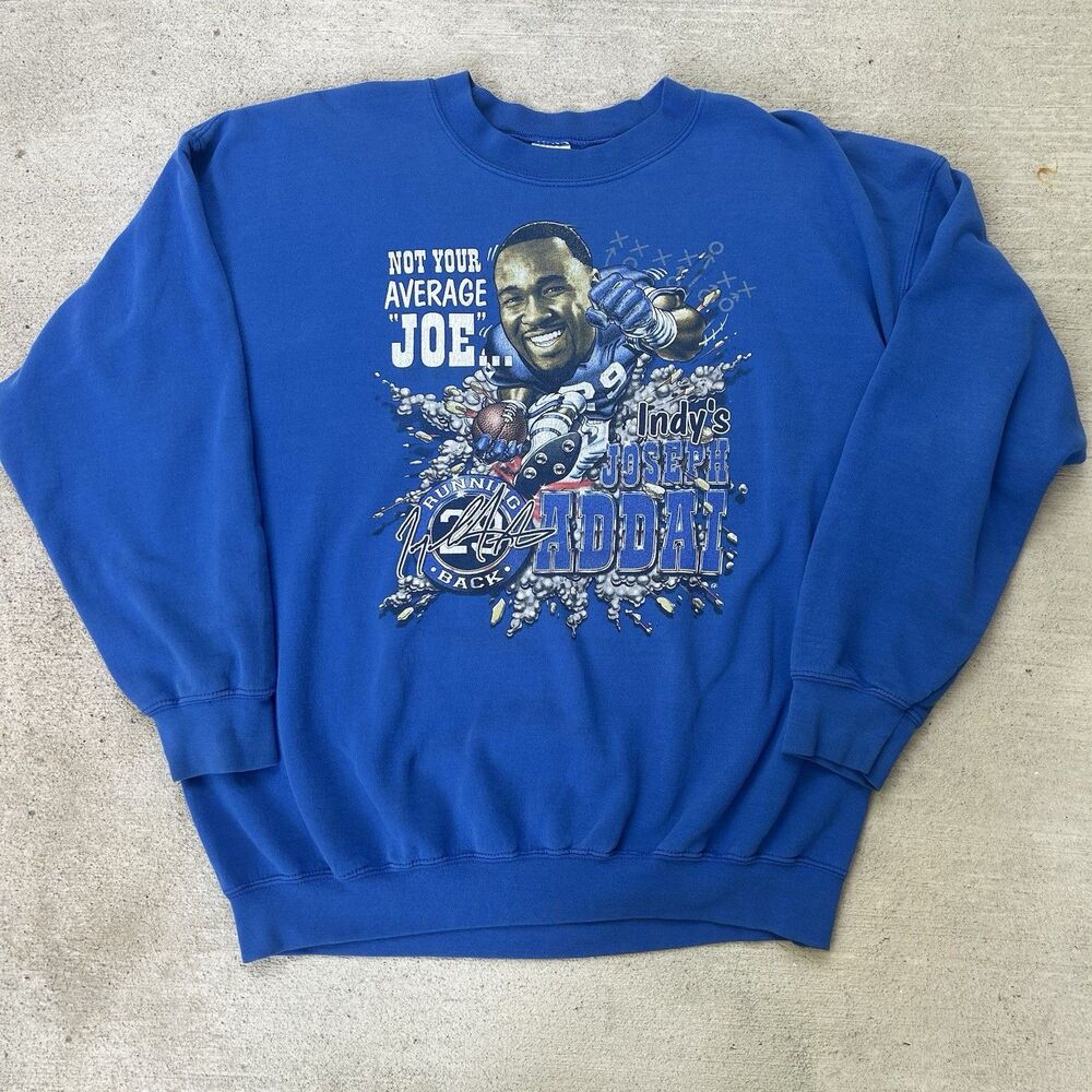 NFL Indianapolis Colts Running Back Joseph Addai 29 Blue Graphic Sweater Size XL